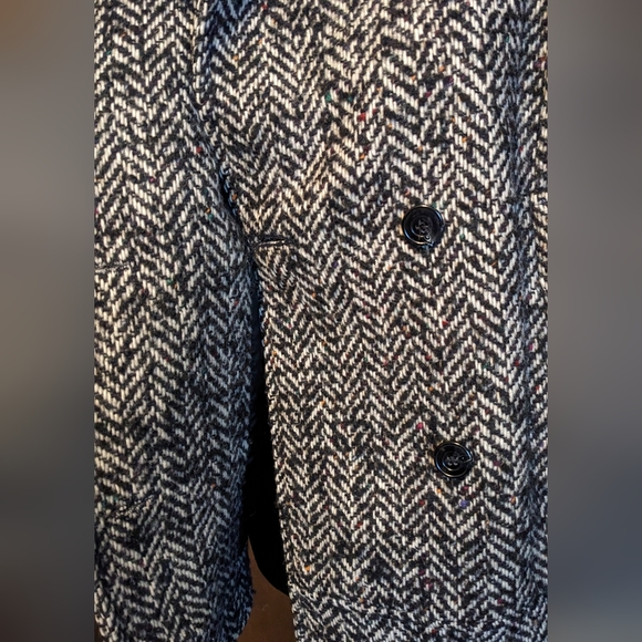Vintage Bert Newman Petite Herringbone Tweed Coat Size 2 Petite Est. 1980s - Picture 8 of 16